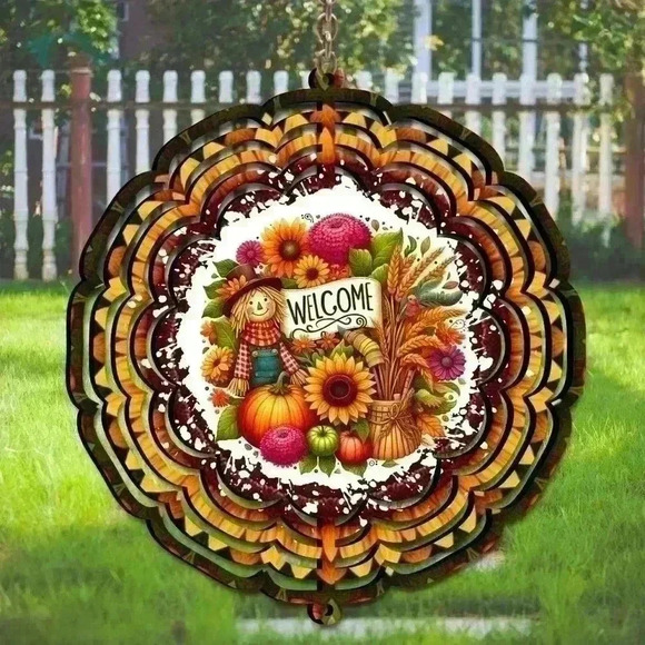 8 inch scarecrow and pumpkin   indoor /outside wind spinner 2 - Picture 1 of 1